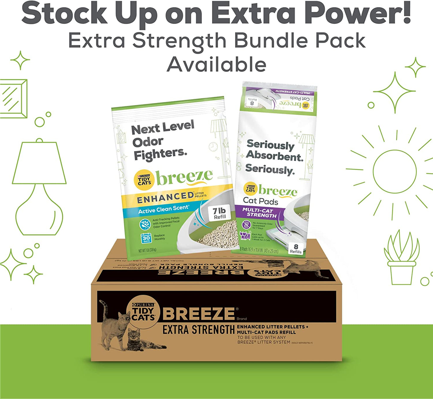 Purina Scented Litter Pellets, Breeze Enhanced Refill Litter Pellets in Recyclable Box - (Pack of 4) 7 Lb. Bags